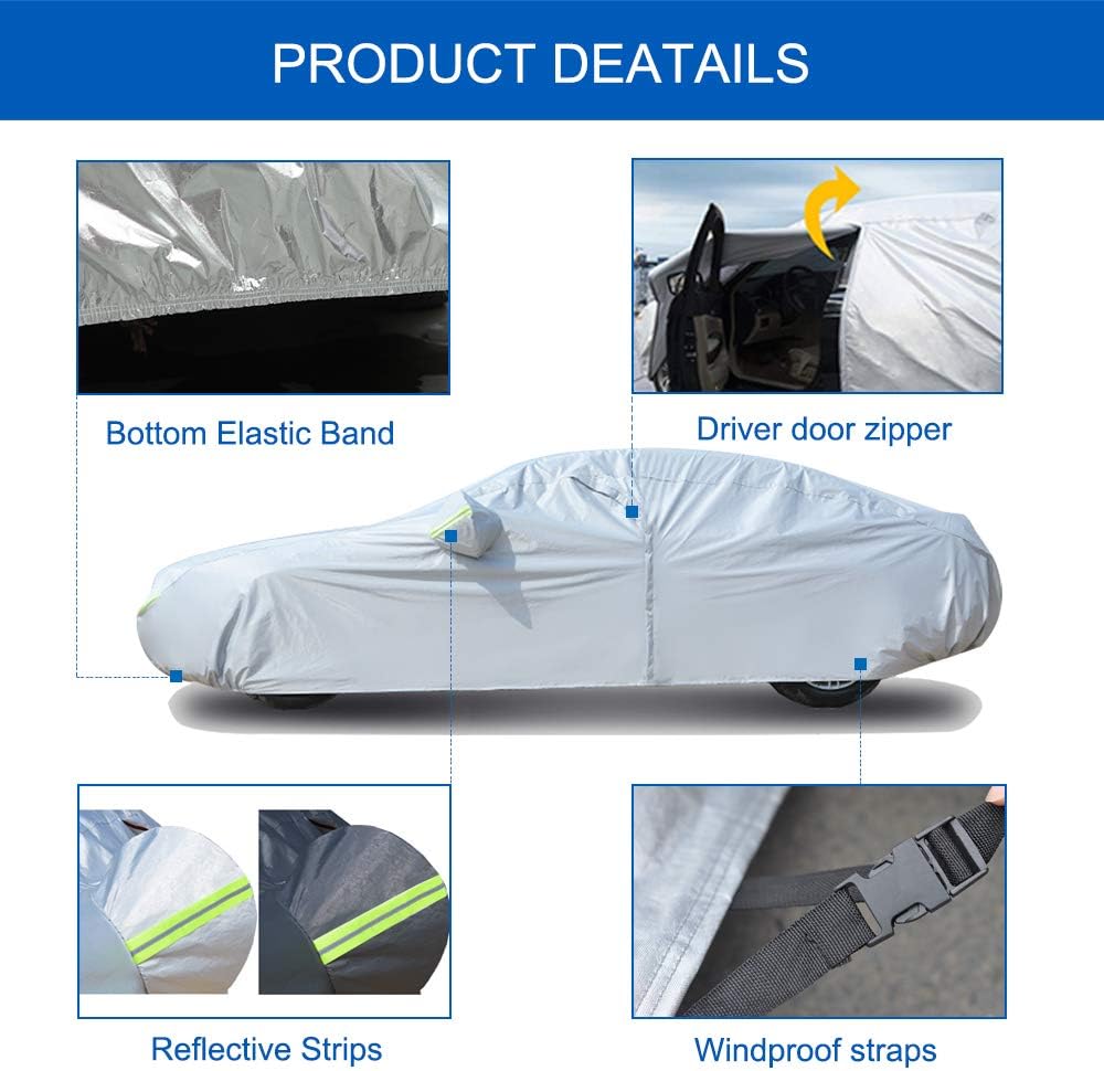 KouKou Hatchback Car Cover Waterproof All Weather Outdoor for Automobile Protection, Fit VW Golf GTI, Toyota Matrix, Audi A3,Ford Focus, Honda Fit, etc. (Length up to 178 inches)