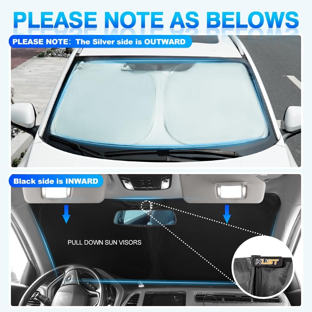 KUST Windshield Sun Shade for 2012-2022 Volkswagen VW Passat Accessories Sunshade Sun Visor Protector Foldable Blocks UV Rays Keep Your Car Cooler