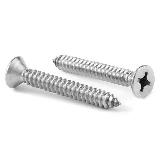 #12 x 1-1/4" Wood Screw 100Pcs 18-8 (304) Stainless Steel Screws Flat Head Phillips Fast Self Tapping Drywall Screws by SG TZH