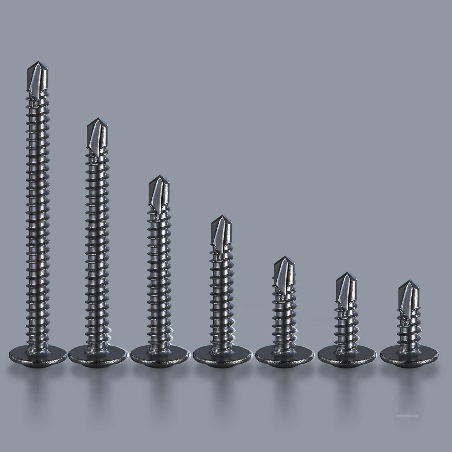 (200 pcs) Wensilon #10×1-1/4” for Sheet Metal Self-Tapping Screws 410 Black Stainless Steel Truss Head High-Strength Quick Tapping