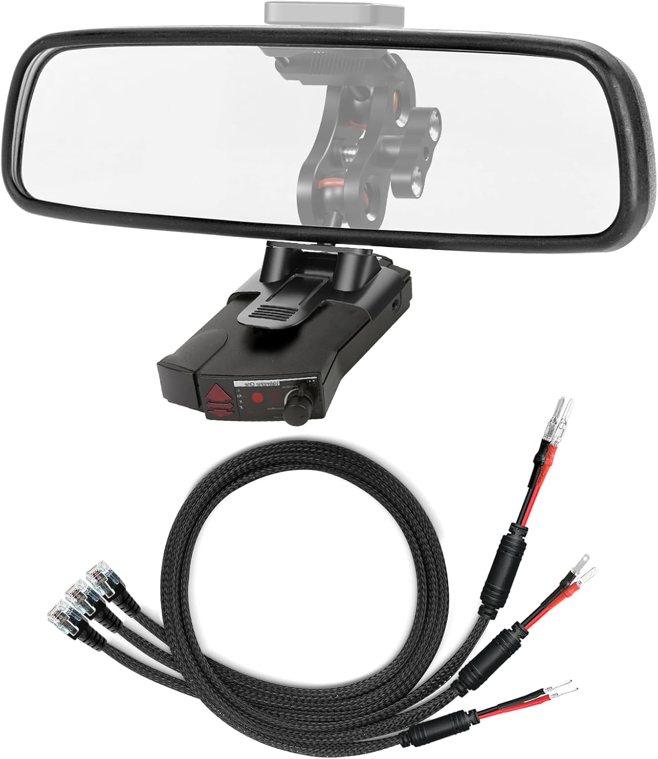 Radar Detector Rearview Mirror Mounting Bracket,13.8" Radar Detector Hard Wire Power Cord Mirror Wire Plug,with Braided Set of 3 (for Valentine One V1 Gen1 Radar)