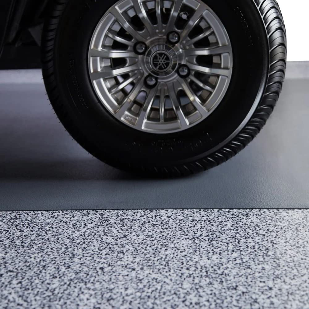 G-Floor Ceramic Texture Vinyl Garage Flooring Mat (7'6" x 17', Midnight Black) - Solid Polyvinyl Construction for Superior Garage Floor Protection