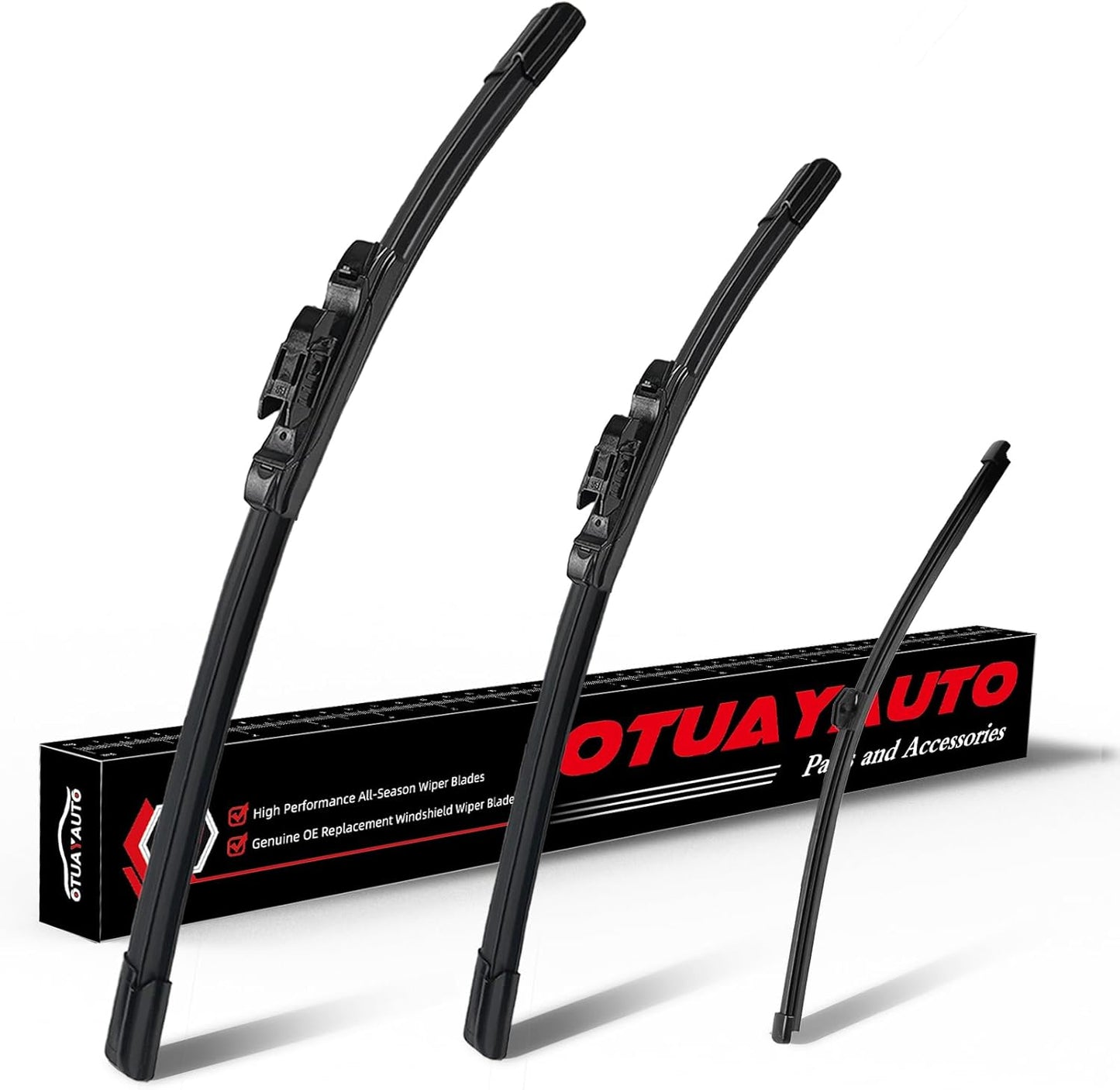 OTUAYAUTO Premium Windshield Wiper Blades - Replacement for BMW X2 2018-2022 - Precision Fit, All-Weather Performance, Front and Rear Wiper Blades, Pinch Tab - 24"+20"+13" (Pack of 3)