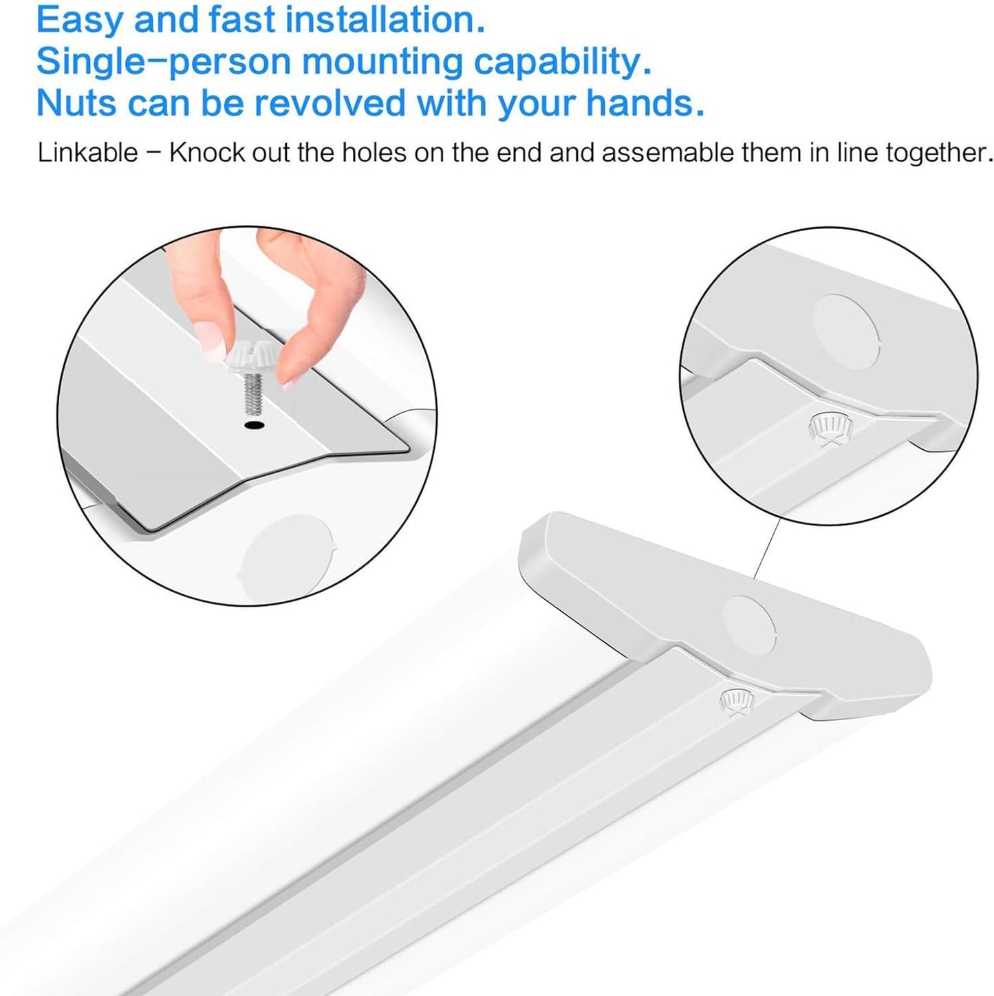 ANTLUX 8FT LED Shop Light, Ultra Slim LED Wraparound 110W [6-lamp T8 Fluorescent Equiv.], 12500LM, 6000K, Commercial 8 Foot Strip Lights, Flush Mount Garage Office Warehouse Ceiling Lighting, 6 Pack