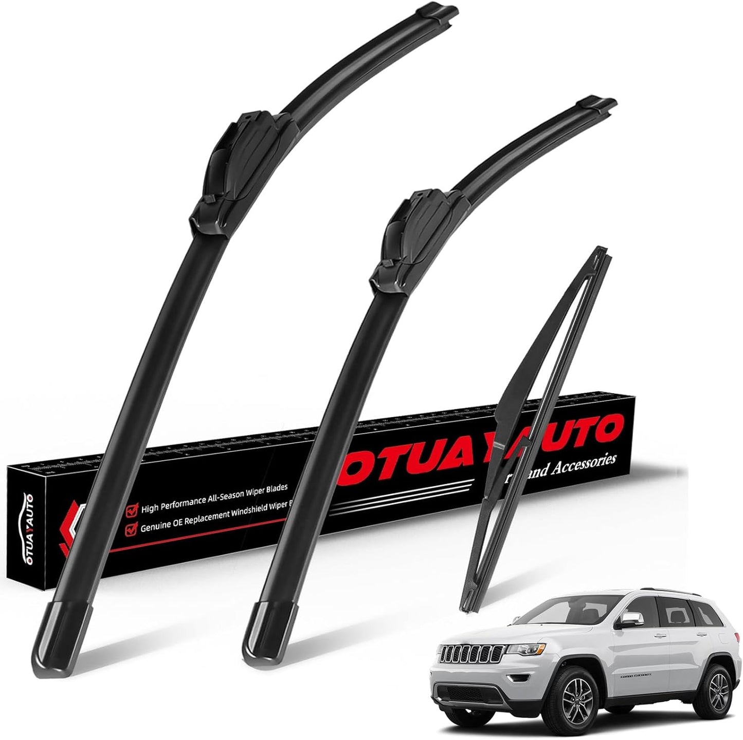 OTUAYAUTO Premium Windshield Wiper Blades - Replacement for Jeep Grand Cherokee 2014-2021 - Precision Fit, All-Weather Performance, Front and Rear Wiper Blades, U Hook - 22"+21"+11" (Pack of 3)
