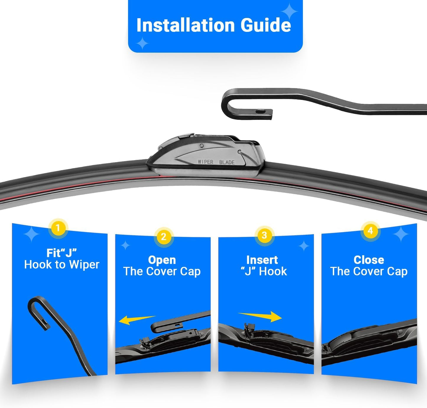 Windshield Wiper Blades Replacement for Toyota Highlander 2008-2019 Original Factory Quality Front Rear Wipers Blade Set for My Car - 26" 20" 12" (Pack of 3)
