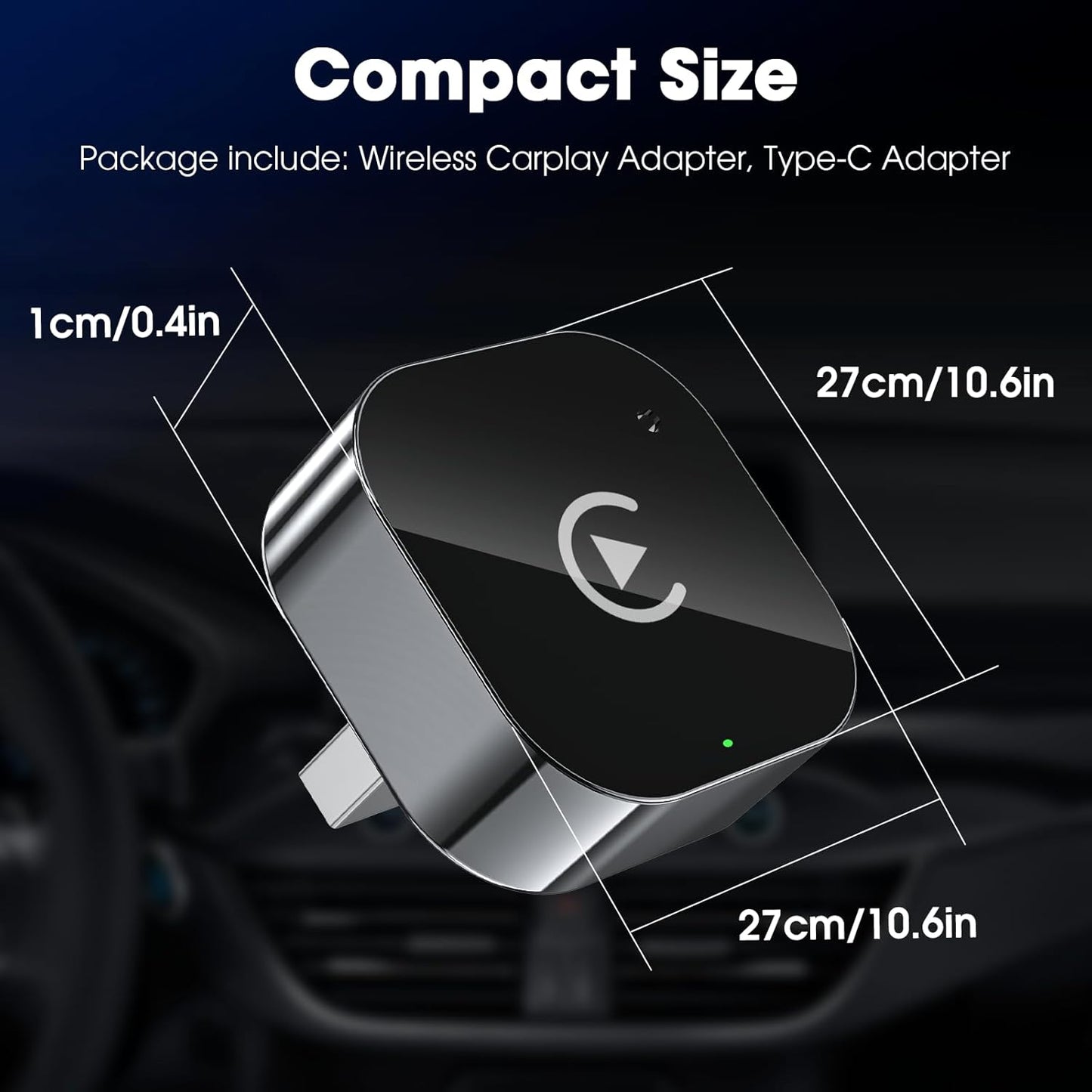 Wireless Carplay Adapter & Android Auto 2025 Upgrade Wired CarPlay to Wireless,2-in-1 Mini USB Design with Fast Stable Connection Car Play for Apple iOS 10+, Android 11+ Version