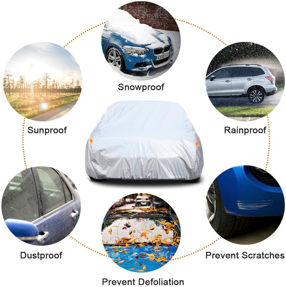 Kayme 6 Layers Car Cover Custom Fit for Mercedes Benz SLK Class 200 230 250 280 320 350 (1996-2016) Waterproof All Weather for Automobiles, Outdoor Full Cover Rain Sun UV Protection.Silver