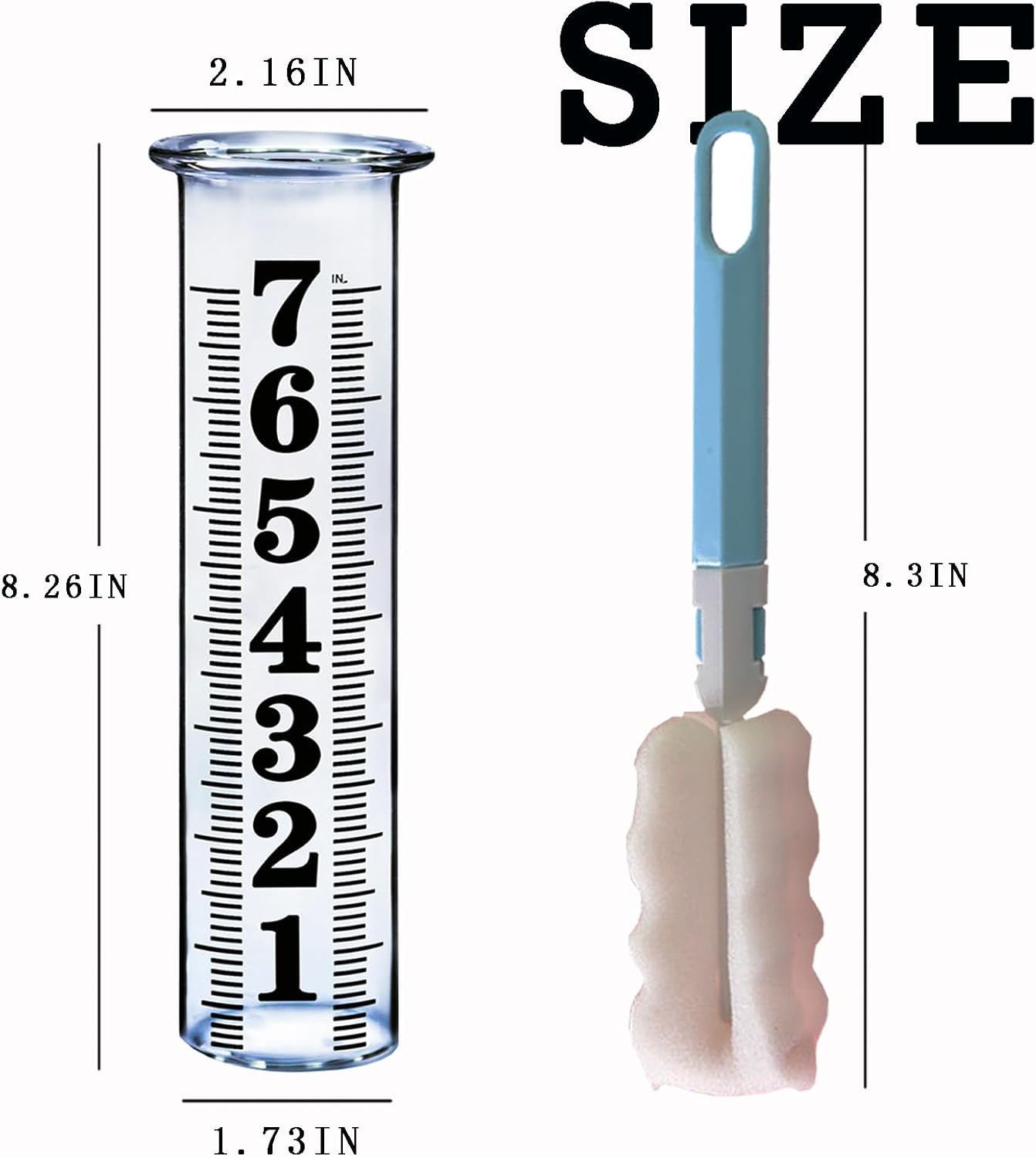 JMBay 7 Inch Plastic Rain Gauge Replacement Tube, Upgrade Freeze Proof Outdoor Plastic Rain Gauges Replacement Tube for Garden Yard Home, Crack Resistance Tube Best pcs Tubes with 1 Clean Brush