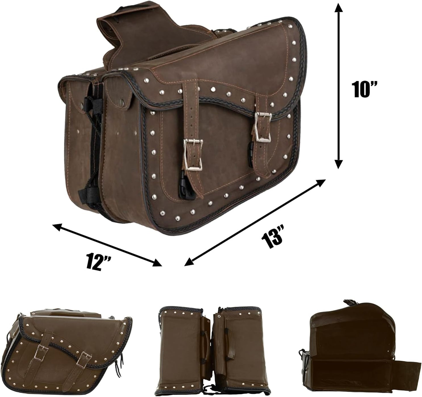 GARGOYLE BELLS Genuine Leather Motorcycle Saddle Bags Motorcycle Luggage Bag For Softails Sportsters Dyna ect