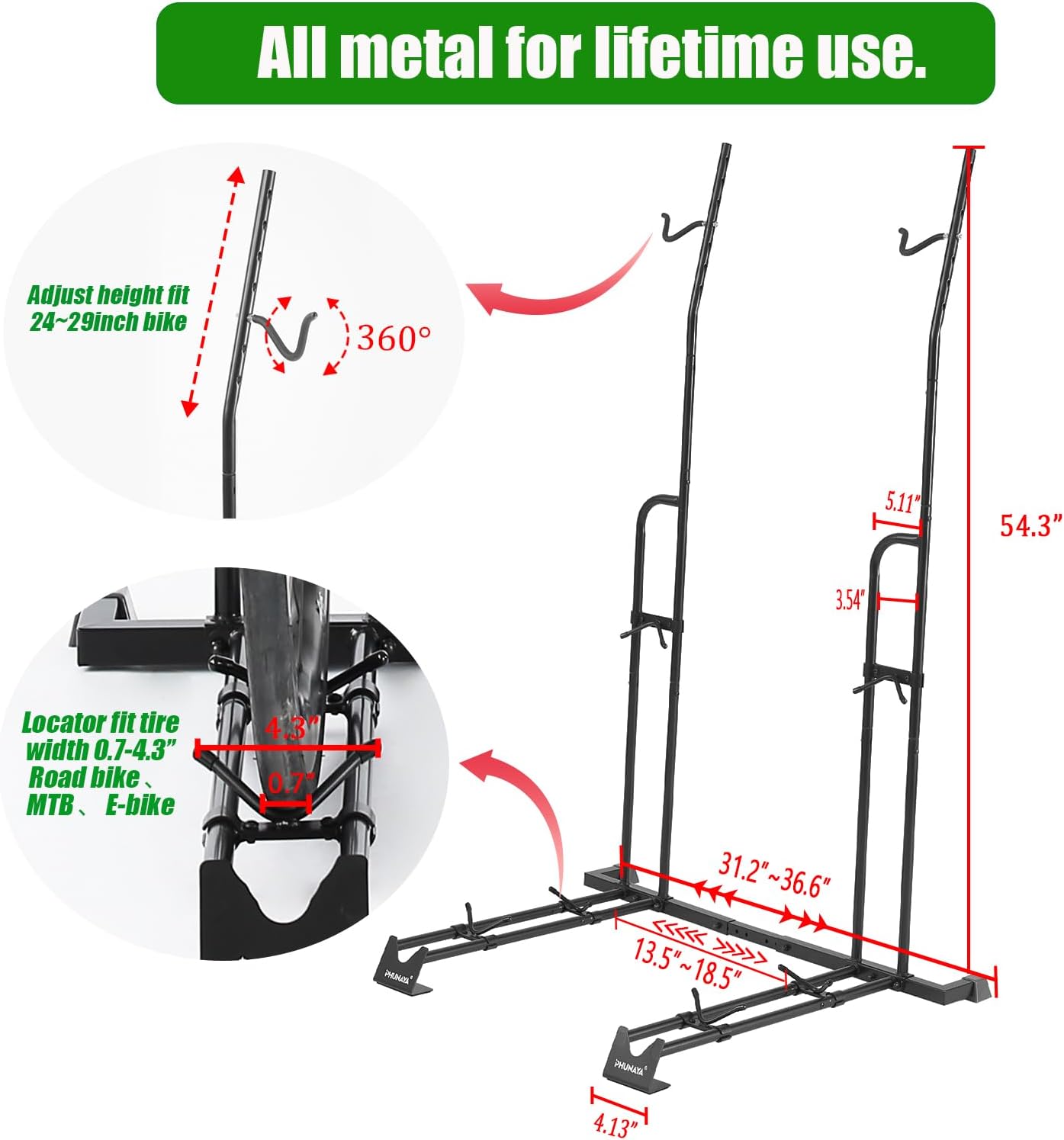 Bike Stand,Vertical Bike Rack For Indoor Bike Storage,Upright Bicycle Stand Floor. (StyleA-2pack)