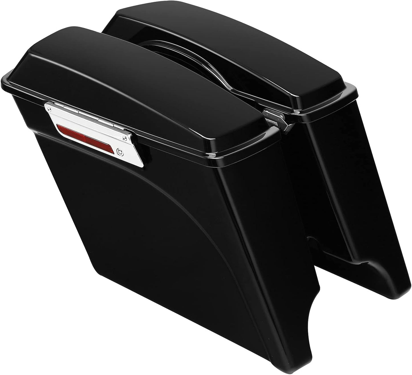 XFMT 5" Vivid Black Stretched Extended Hard Saddlebags W/Chrome Conversion Brackets Harley Softail Heritage Deluxe 1984-2017