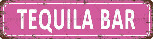 Tequila Bar Vintage Metal Tin Sign, Street Sign, Home Decor, Room Decor, Wall Decor, Bathroom Decor, Bar Decor, Cafe Decor, Garage Decor, 16 x 4 Inch