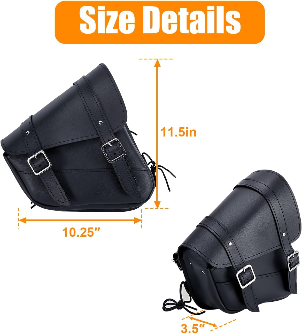 Motorcycle Saddle Bags Leather Motorcycle Solo Swing Arm Bag For Softails Sportsters Choppers Waterproof Side Bags (Black - Right Side, 11.5" x 10.25" x 3.5")