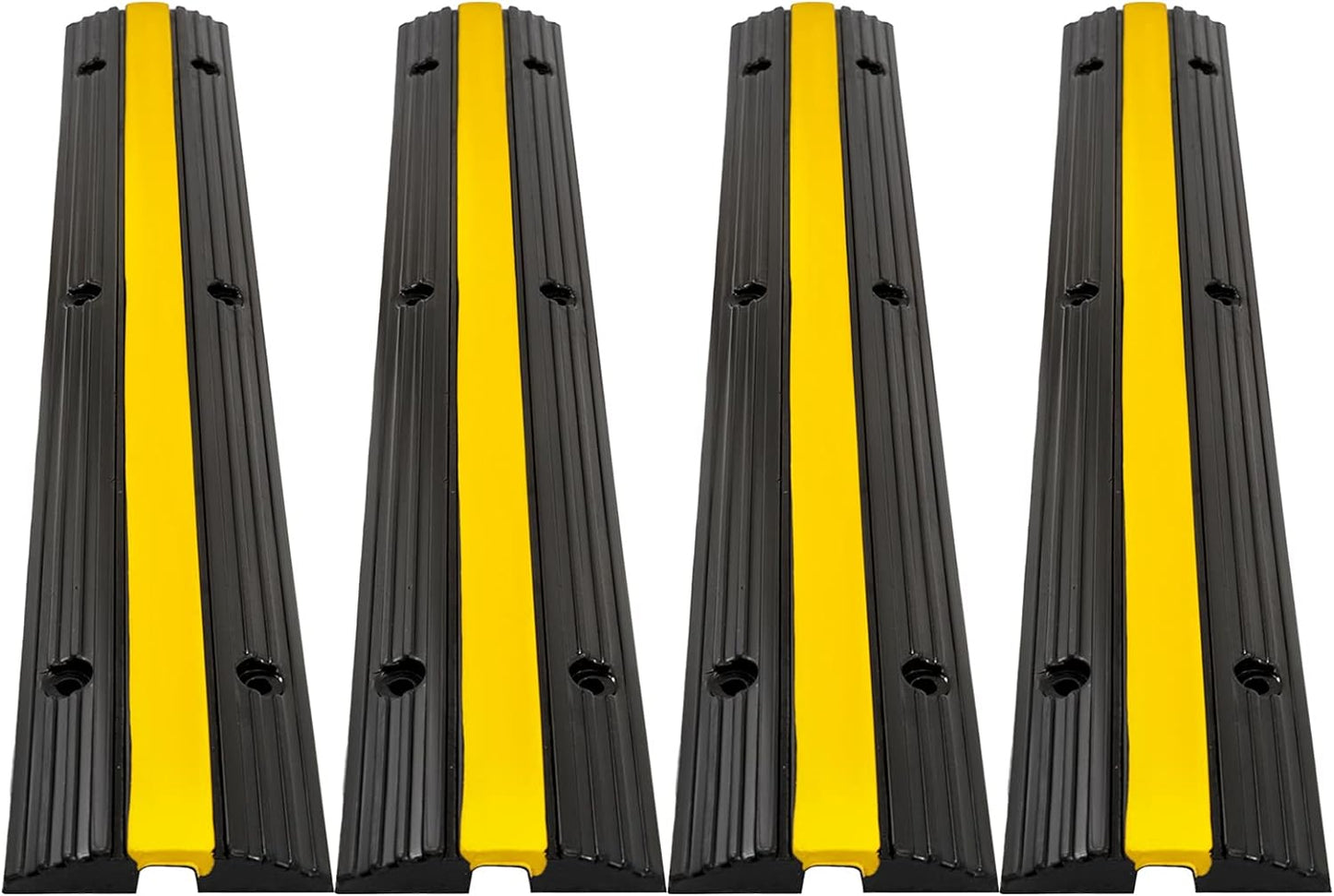 CXRCY Cable Protector Ramp 4 Pack of 1-Channel Rubber Hose Ramp, 22046Lbs Capacity Heavy Duty Speed Bumps Hose Cord Protector Ramps for Driveway&Outdoor/Wire/Hose/Pipe Hider