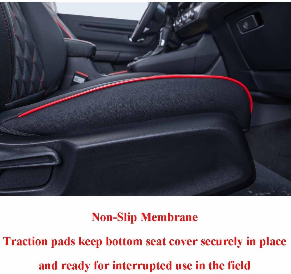 EKR Sportage Seat Covers Custom Fit for KIA Sportage Hybrid EX/SX Prestige & Plug-in Hybrid X-Line/X-Line Prestige 2023-2026 Leather Car Seat Cover Full Set-Faux Leather (Black with Red Piping)