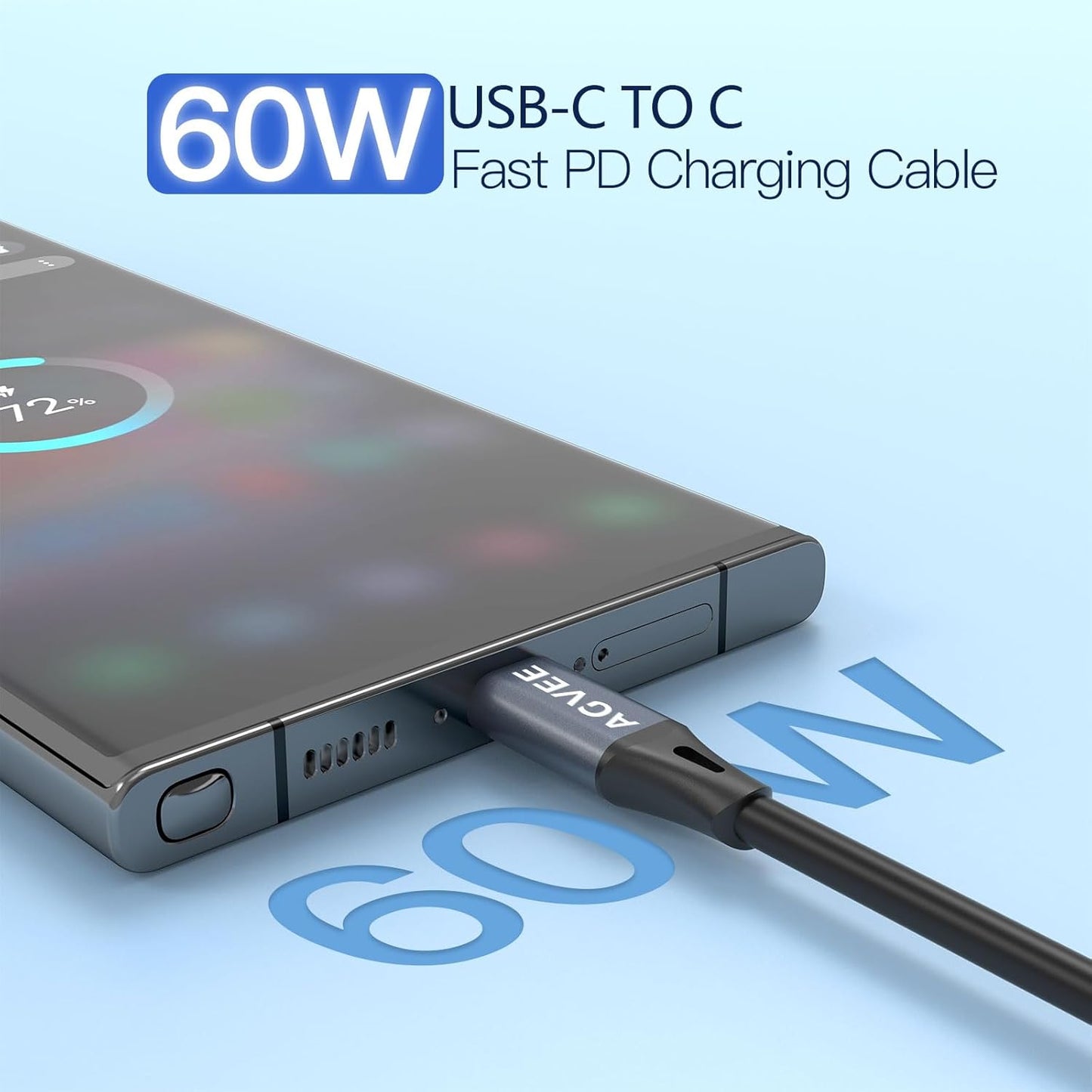 AGVEE 3ft Coiled Short USB-C to USB-C Charging Cable [USB-IF Certified] 60W PD Fast Charger Cord in Car for iPhone 16/15 CarPlay, Galaxy S25 S24 S23 S22 S21 S10 S9 S8, Google Pixel, Dark Gray