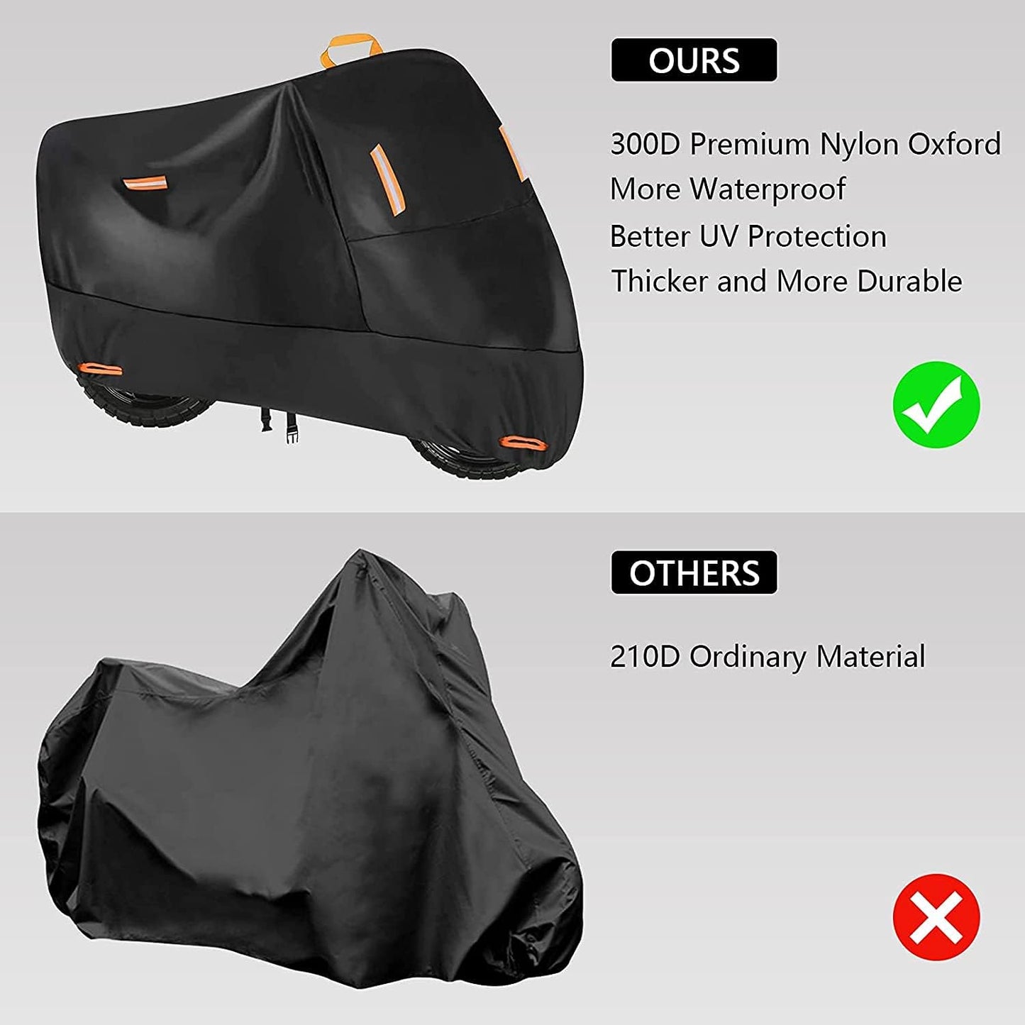 300D Oxford Heavy Duty Motorcycle Cover, Dirt Bike Cover, 104 inch XXL for Harley Davidson Honda Kawasaki Yamaha Suzuki - Tear Proof Night Reflective Lock Holes Waterproof Impermeable Outdoor Protect