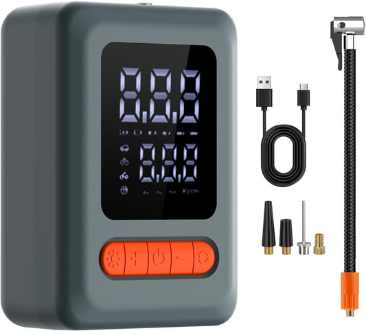 Tire Inflator Portable Air Compressor, Cordless Air Pump with LED Light & Pressure Gauge for Auto, Motorcycles, Bikes, Balls, Emergency Phone Charger