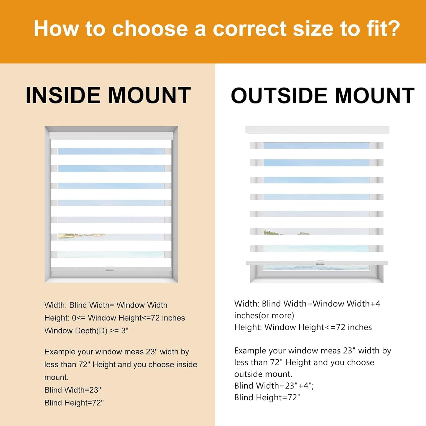 Persilux Zebra Blinds for Windows Cordless Roller Shades for Windows, Privacy Roller Blinds (42" W x 72" H, White) Blinds for Sliding Door, Light Control for Day and Night Shades for Home and Office