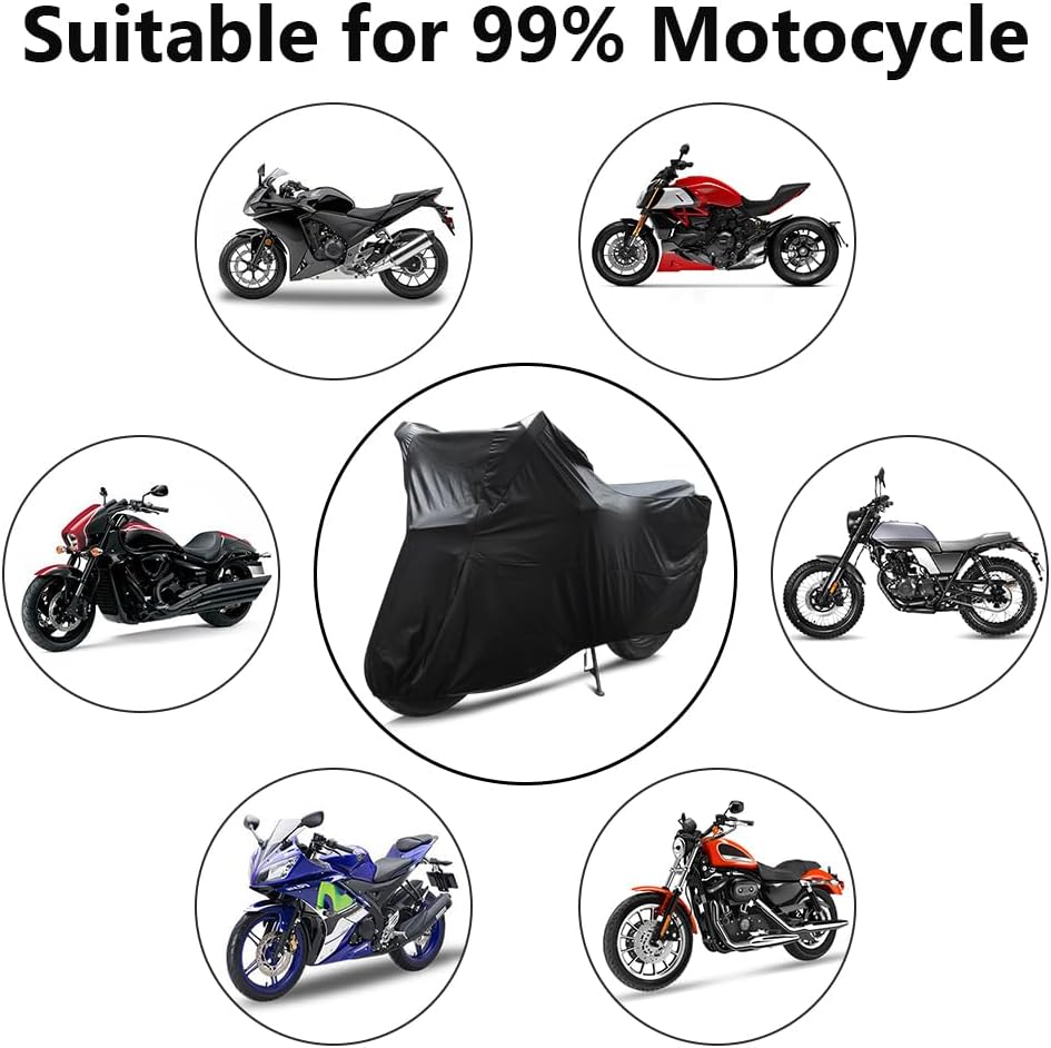 Motorcycle Cover Soft Stretch Waterproof Motor Cover Dustproof Durable Motorbike Cover for Indoor and Outdoor, 96 inches