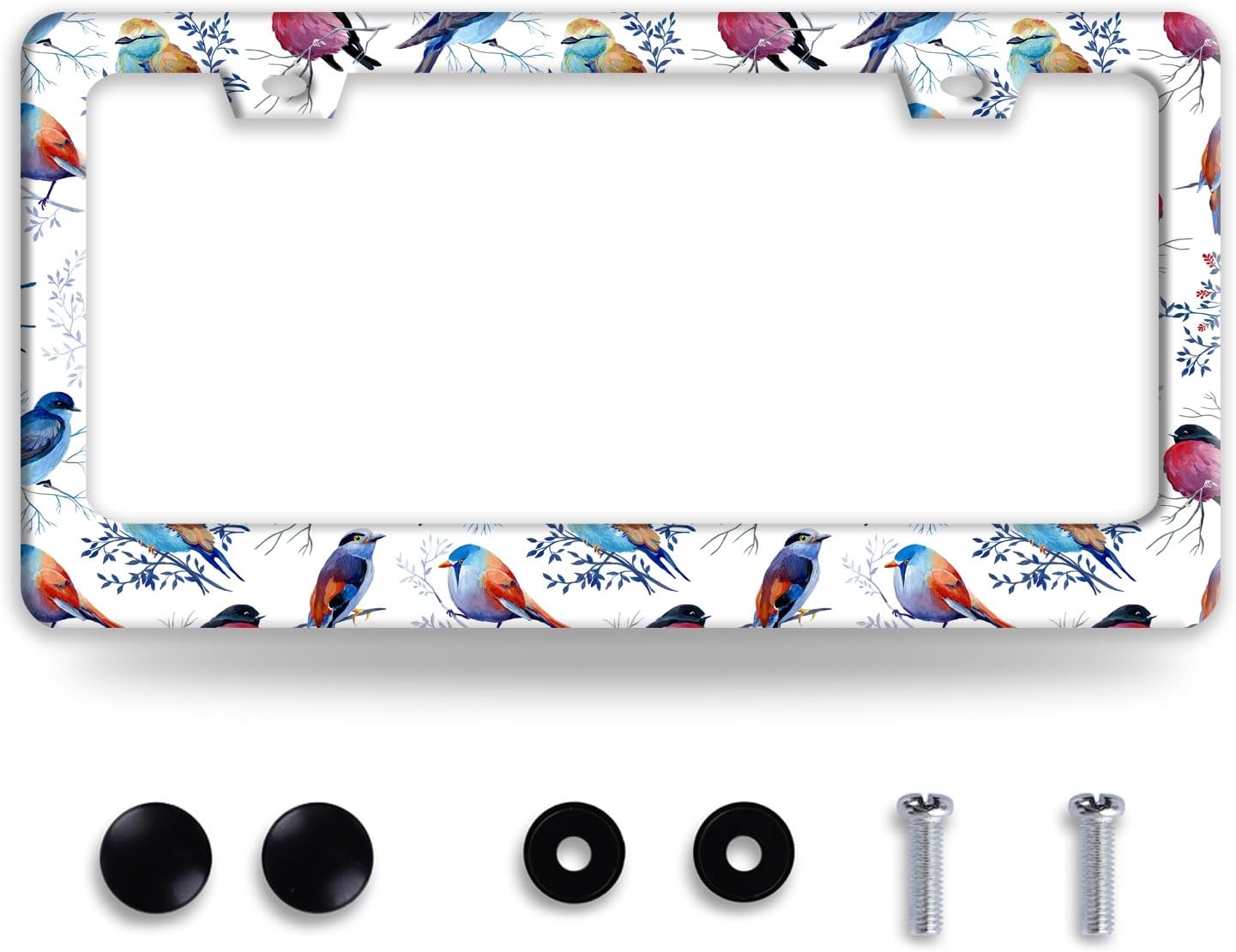 Bird License Plate Frame Funny Parrot Animal License Plate Frames Stainless Steel Accessories Cars Decor with 2 Holes and Screws Reusable Fits Standard Us Ca Vehicles License Plate Holder 12.2 X 6 in