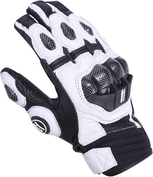 Harssidanzar Breathable Leather Motorcycle Gloves Touchscreen for Men Women KM046