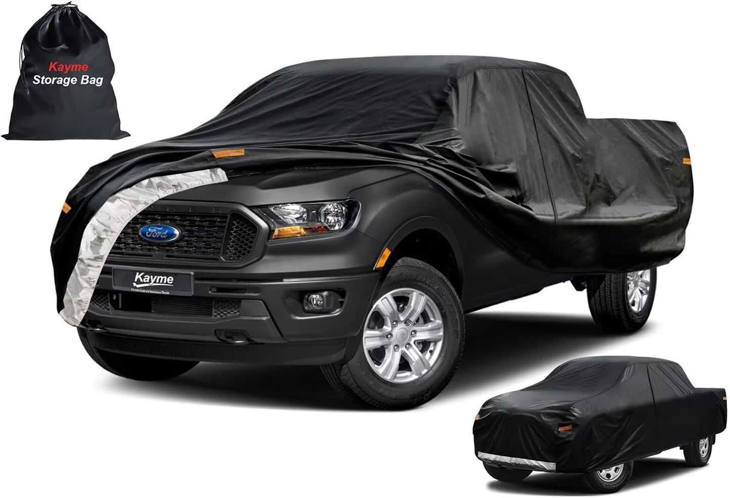 Kayme Truck Cover Custom Fit Ford Ranger(1990-1997) Regular Cab Long Bed. Full Exterior Heavy Duty Outdoor Pickup Truck Car Cover Waterproof All Weather.Car Tarp for Wind Sun Dust Protection.Black