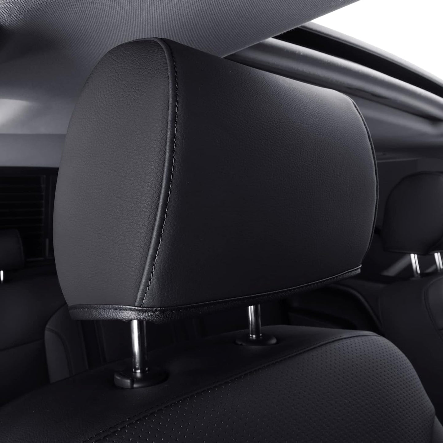 LUCKYMAN CLUB Front Seat Covers fit for Crew Cab/Extended Cab/Regular Cab of 2014-2018 Chevy Silverado Sierra 1500, 2015-2019 Silverado Sierra 2500 3500 (Black 2 pcs)
