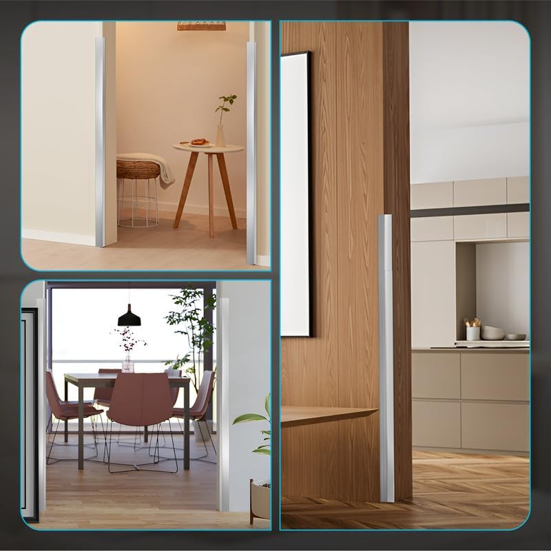 Proflex Wall Corner Protector - Pack of 6 Self Adhesive Corner Guards for Walls Edge Protection - 1-1/2 inch x 48 inch, Brushed Aluminum – Easy to Apply – No Tools Needed