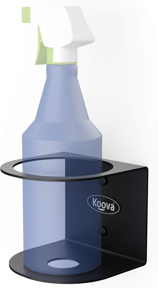 Koova All-Purpose Spray Bottle Holder | Easy Install Wall Mount - Hardware Included | Heavy-Duty Powder Coated Steel Storage Rack for Garage And Home | Craft Workspace Paint Bottle Organizer USA Made