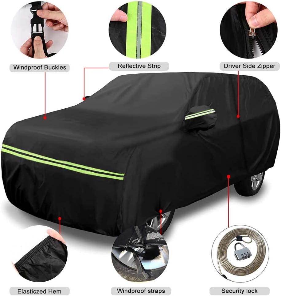 Waterproof Car Cover Compatible with Chevrolet Bolt EV 2017-2025 and 2022-2025 EUV, Polyester with Inner Cotton Liner All Weather Car Covers with Zipper Door for Snow Rain Dust Hail Protection