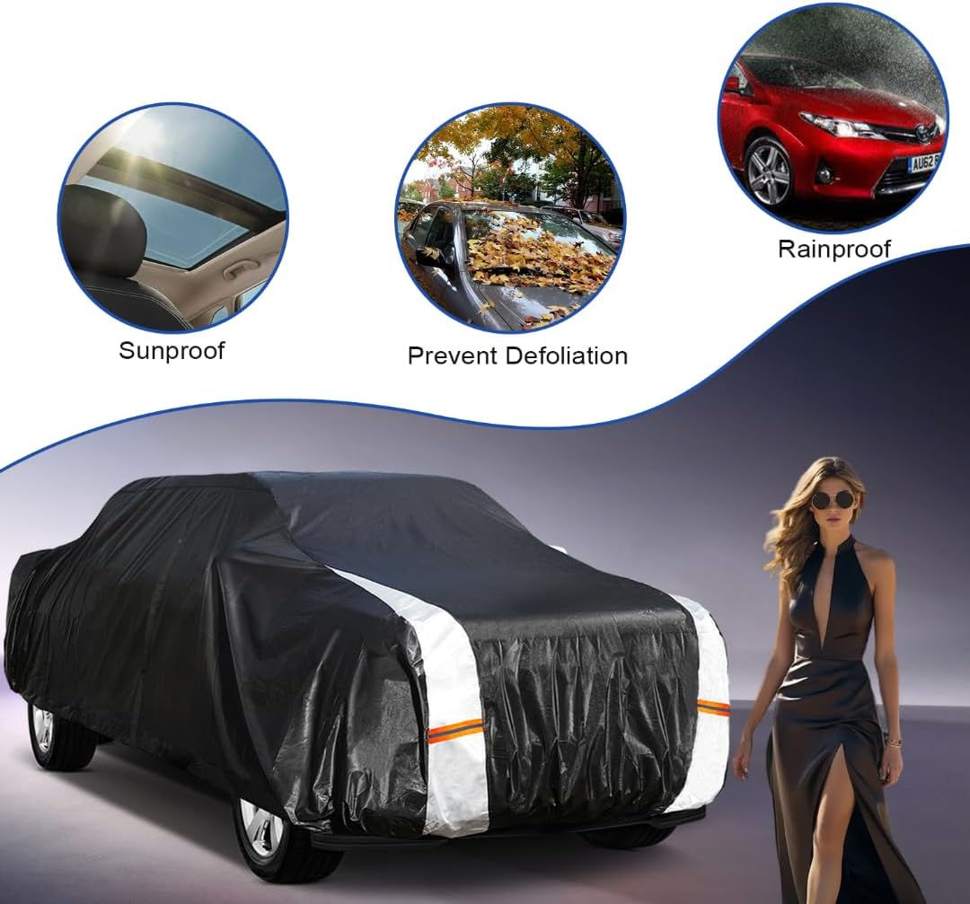 Nissan Titan Truck Cover Custom Fit 2015-2025 Crew Cab SB (5.5'-5.6') with Door Zipper, 12 Layers Full Exterior Pickup Truck Cover Waterproof All Weather,for Wind Dust Sun and UV Protection.