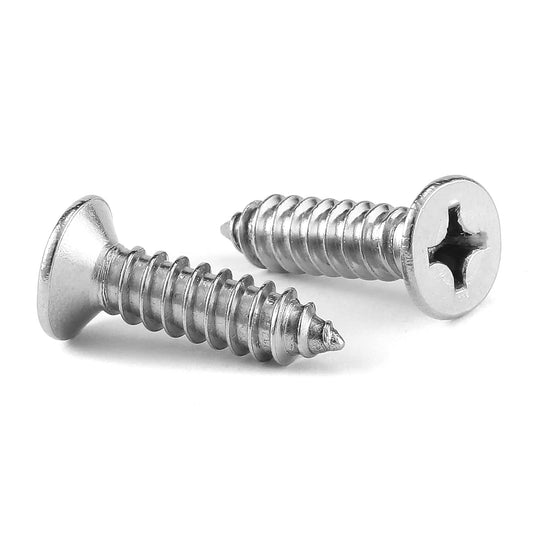 #4 x 5/8" Wood Screw 100Pcs 18-8 (304) Stainless Steel Screws Flat Head Phillips Fast Self Tapping Drywall Screws by SG TZH
