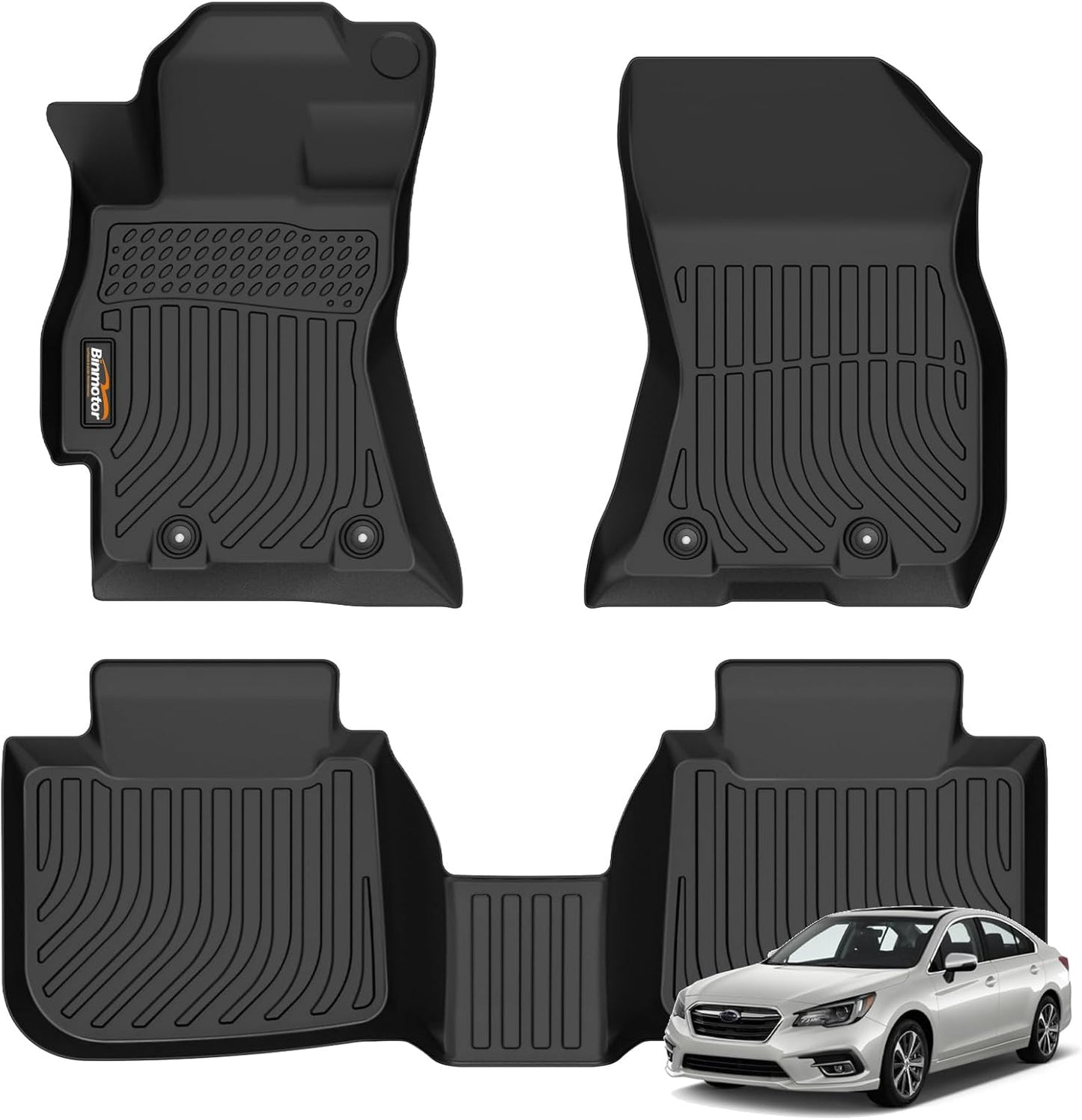 Binmotor-Floor Mats for Subaru Legacy/Outback 2015-2019, 2 Rows All Weather Car Mats, Waterproof TPE Rubber Liners for Subaru Legacy Accessories-Black
