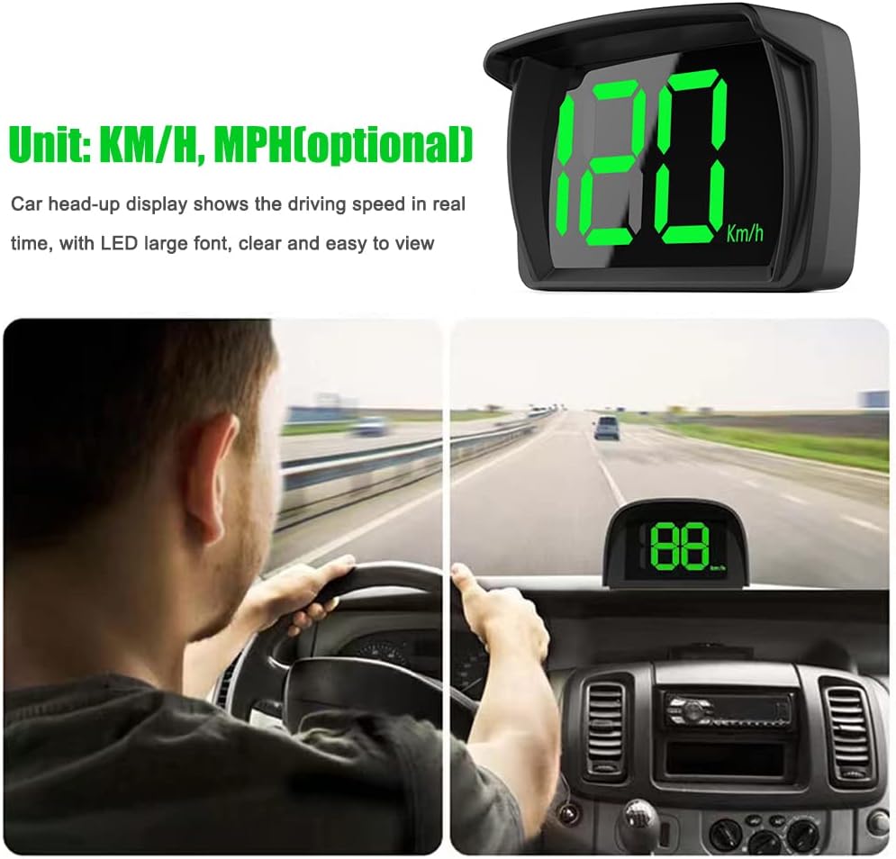 Shkalacar Car HUD Headup Display KM/H MPH GPS Digital Speedometer with LED Large Font Display for Car Truck SUV Motorcycle