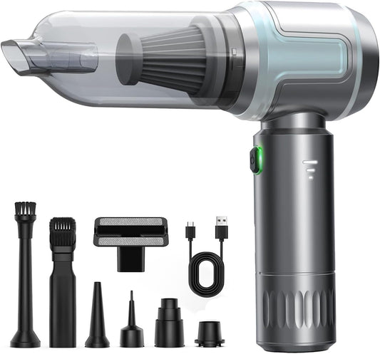 Car Vacuum Cleaner,16000PA High Power Mini Vacuum Cleaner, 7-in-1 Rechargeable Handheld Vacuum, Portable Cordless Compressed Air Duster & Air Blower for Cars, Home, Office, Pet
