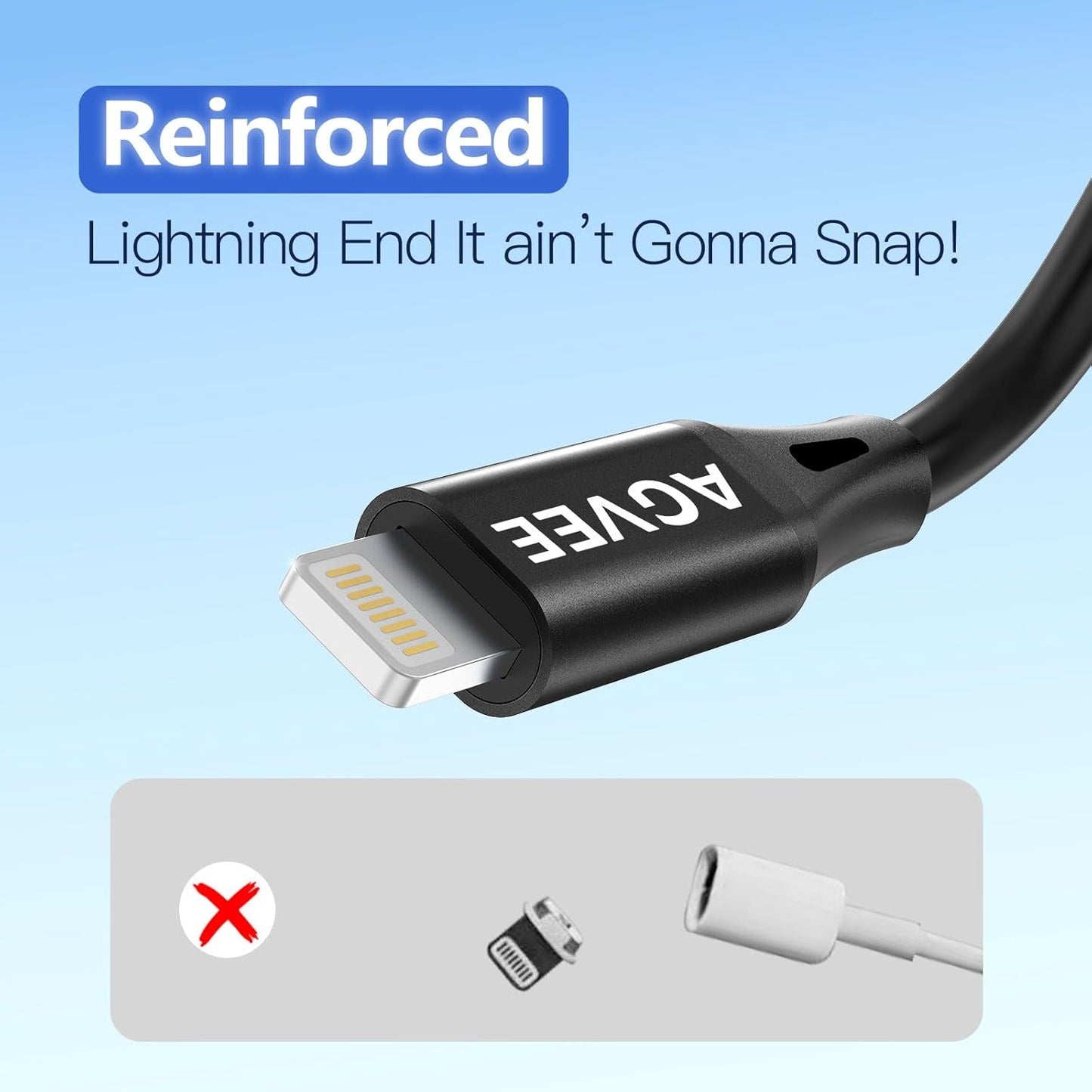 AGVEE 2 Pack 3ft Coiled Short USB to Lightning Charging Cable [MFI Certified] 3A Fast Charger Cord in Car for iPhone 14/13/12/11/XS/8/7/6/5 CarPlay, iPad, iPod, Black