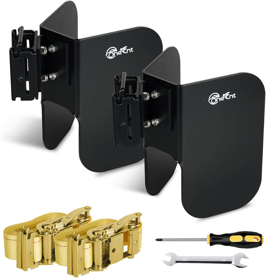 2pcs E-Track Wheel Chock & Strap Kit |E Track Motorcycle Wheel chocks for for E-Track System|E-Track Accessories for Enclosed Trailer Hold Dirt Bike, Motorcycle Tire for Garages and Trailers