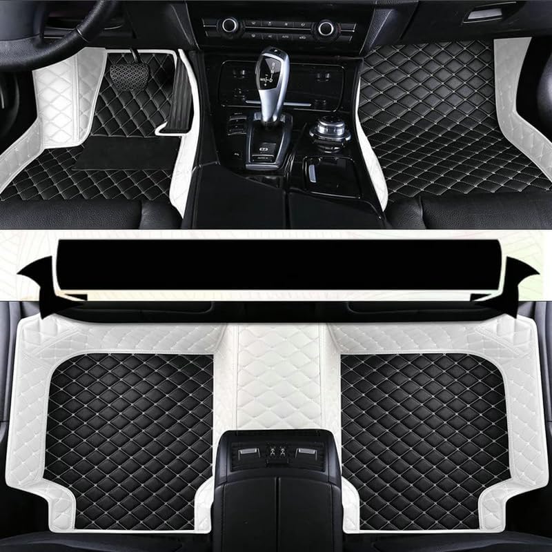 TAHALICustom Colors Car Floor Mats Black Pink for 99.9% Sedan SUV Sports， All-Weather Liners Car Floor mat，Luxury Leather Automotive Floor Mats (Black and White-,3D Floor Mats)