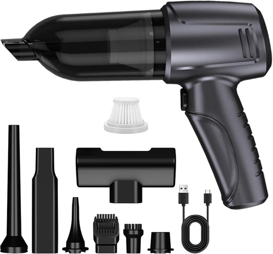 Car Vacuum Portable Cordless, 16000PA Powerful Suction, 5 in 1 Mini Handheld Vacuum Cleaner, Small Car Vacuum Cleaner, Brushless Motor, Air Duster, 4000mAh, Dual Filter, for Cars,Home,Office,Pet