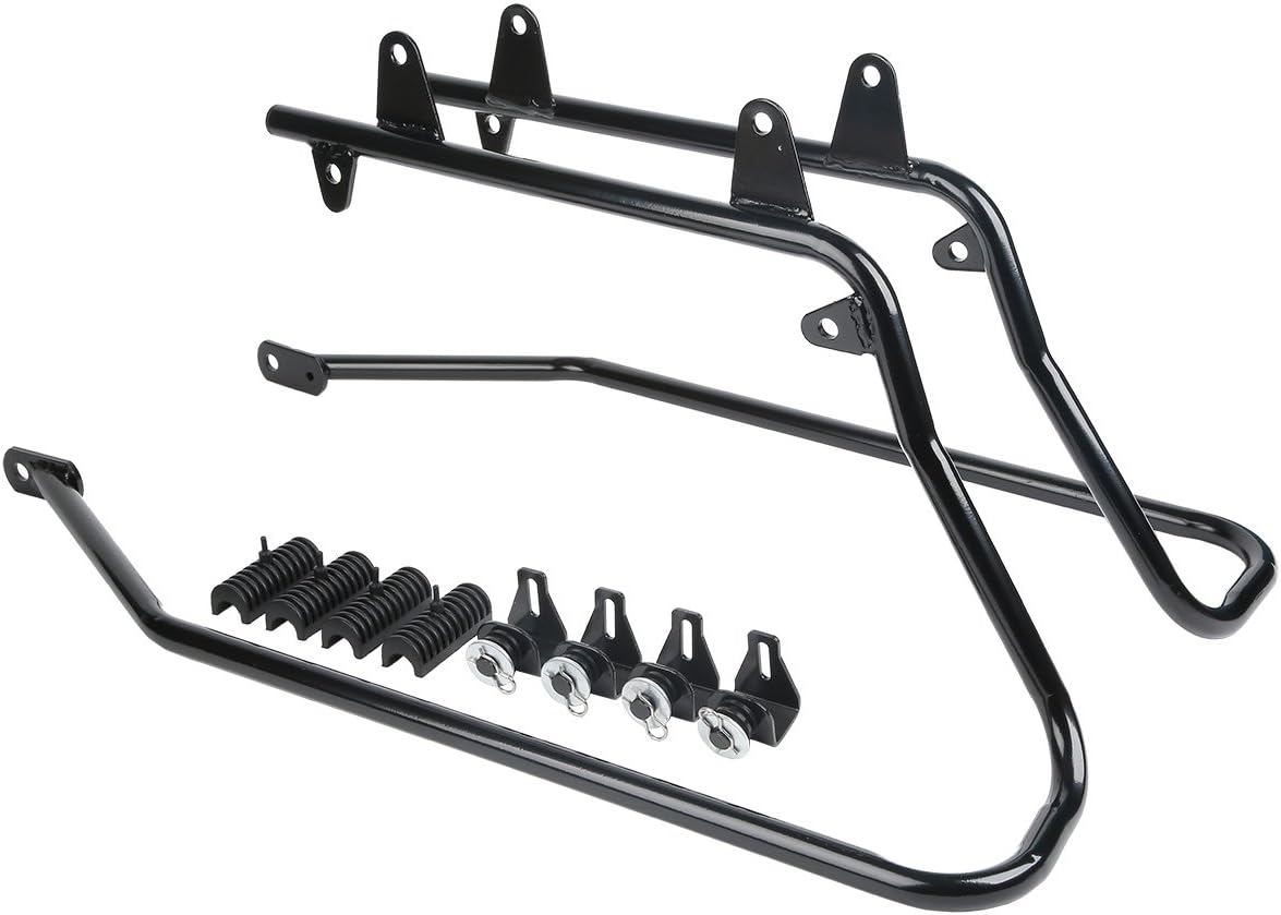 XFMT Vivid Black 5" Stretched Extended Saddlebags Hard Saddle Bags W/Black Conversion Bracket For Harley Softail Heritage Deluxe 1984-2017