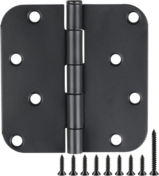 3 Pack Black Door Hinges Matte Black 4 Inch 5/8" Radius Hinges for Doors 4 Inch Exterior/Interior Door Hinge Rounded Gate House Front Door Hinges Standard Residential Heavy Duty Door Hardware