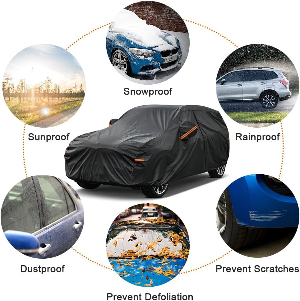 Kayme 7 Layers SUV Car Cover Custom Fit for Kia Soul (2009-2025) Waterproof All Weather for Automobiles, Outdoor Full Cover Rain Sun UV Protection.Black