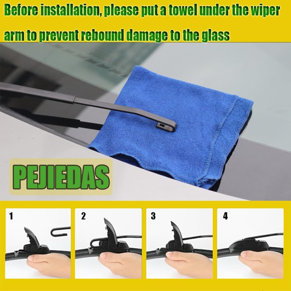 3 Wiper Blades, Front Wiper + Rear Wiper Blades for 2013-2016 Mazda CX-5,2007-2012 Hyundai Santa Fe (24 inch + 18 inch + 14 inch) OE Original Style