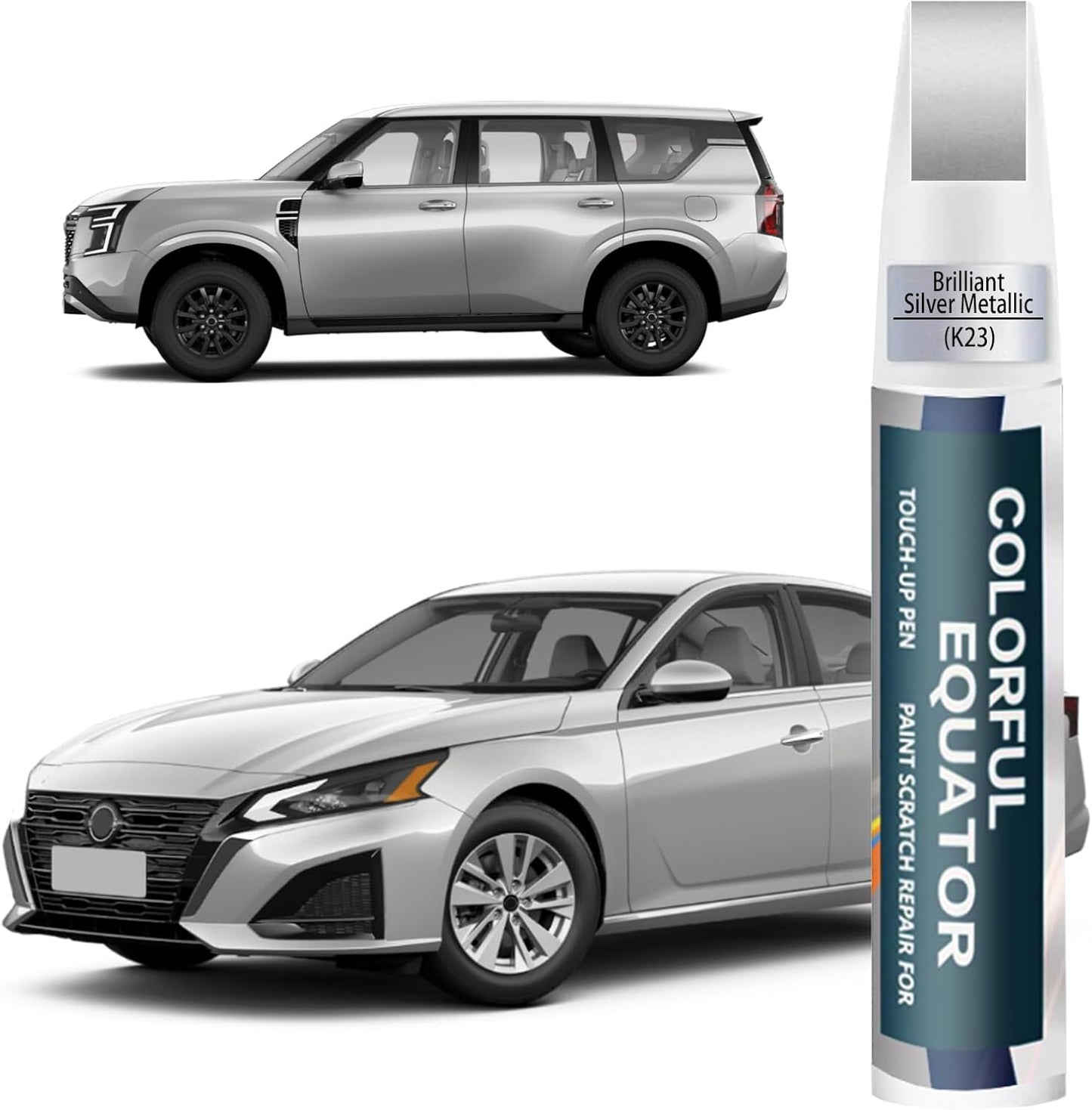 K23 Brilliant Silver Metallic Touch Up Paint for Nissan, Car Paint Pen Scratch Repair Two-In-One Touch Up Paint, Premium Car Scratch Remover for Deep Scratches