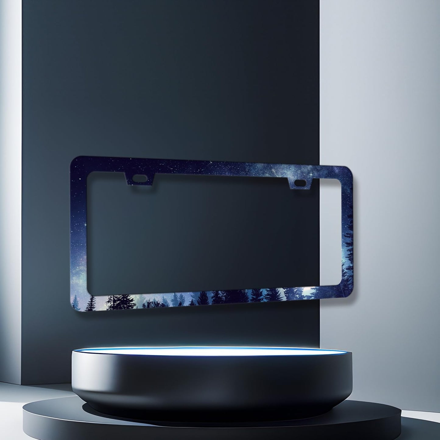 Beautiful Galaxy License Plate Frame Starry Sky Galaxy Forest License Plate Holder for Personalized Car Decorative Stainless Steel Colorful License Plate Galaxy Auto Part 12.2" x 6.2"