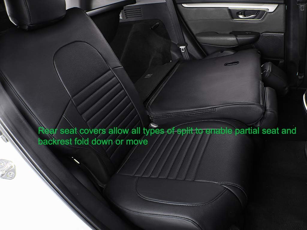 EKR Accord Car Seat Covers for Honda Accord 2023 2024 2025 LX(Rear Row W/Solid Backrest) Leather Car Seat Covers,Waterproof Car Seat Protectors,Trucks Seat Covers Full Set(Black)