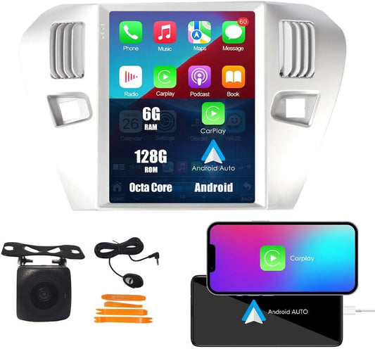 Kunfine Tesla Style Car CarPlay Android Auto Navigation Stereo GPS Radio Camera 9.7" IPS Touchscreen Headunit Tablet Media Player for Peugeot 301 2013-2022, if Applicable Octa Core 6G+128G Basic