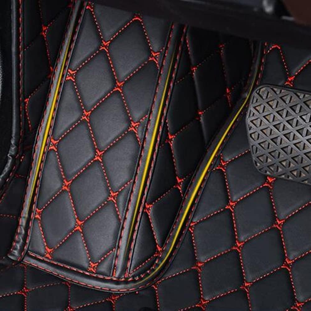 Custom All-Weather Protection Luxury Leather Floor Mats for Cars SUVs Trucks According Anti-Slip Leather Floor mats ﻿ (20,Yellow and Striped Black)